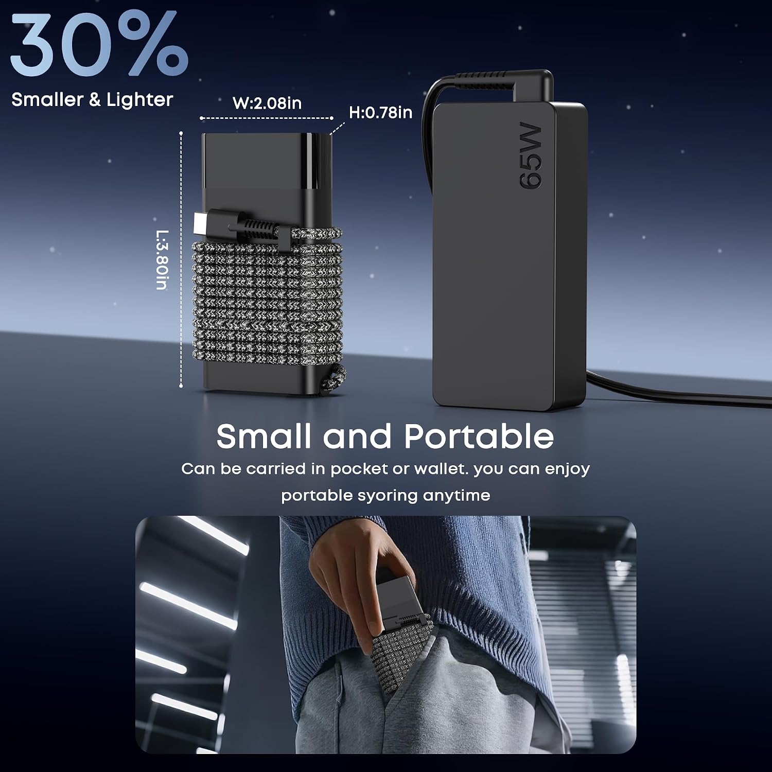 Detalle 2 de EWAMESIT USB-C laptop charger 65 W