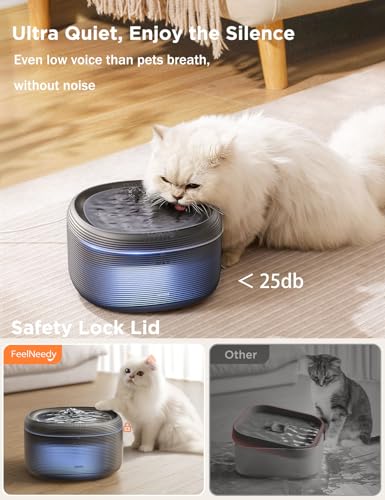 Detalle de FEELNEEDY 3,2L Fontaine à Eau pour Chat Ronde avec Robinet