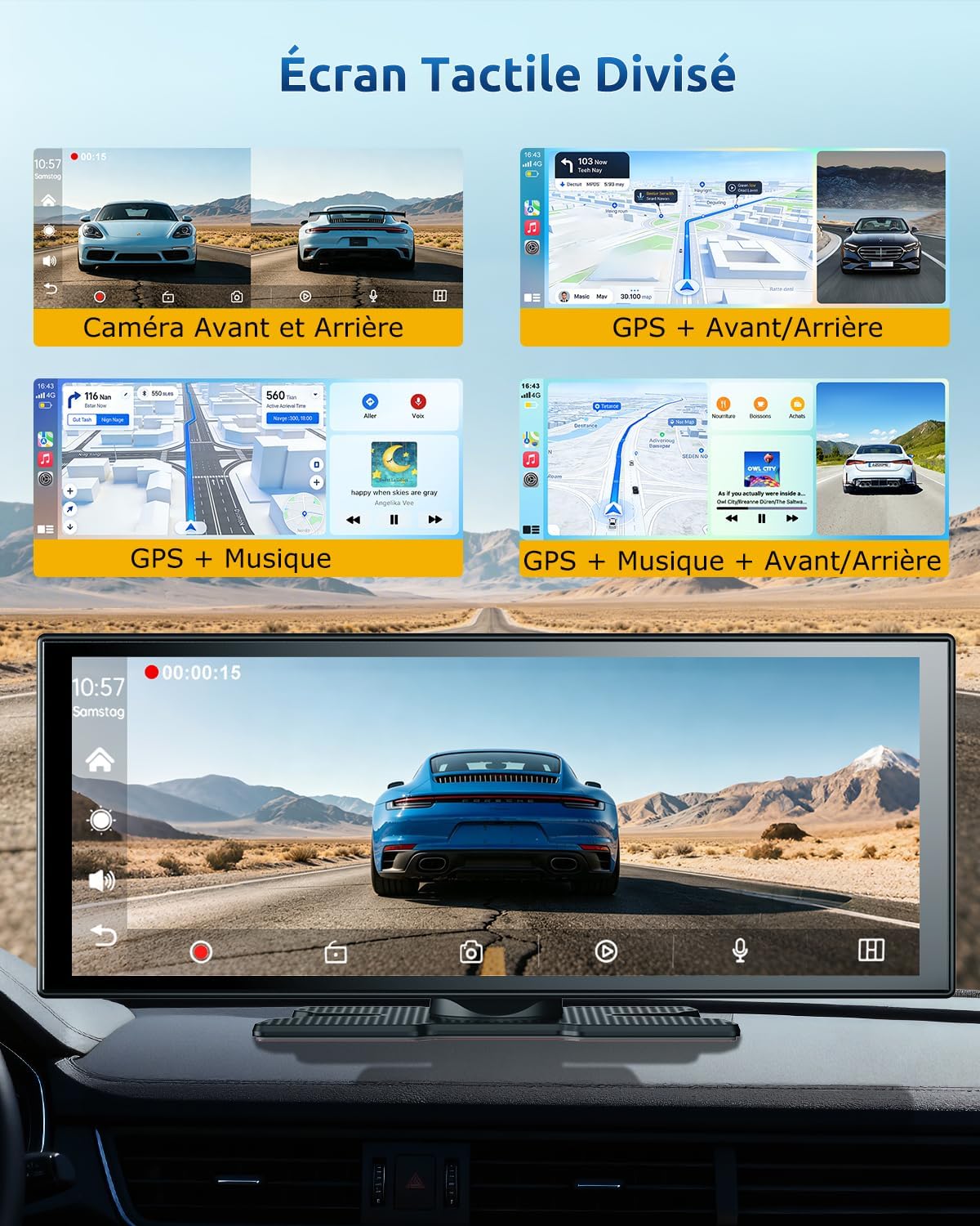 Thumbnail 2 de ESSGOO CarPlay Voiture: Écran tactile 11,3'' avec CarPlay sans fil, Android Auto et caméra 4K/1080P