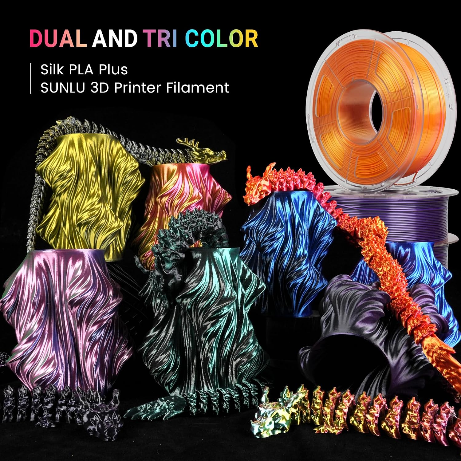 Thumbnail 4 de SUNLU Silk PLA+ Triple Colour 4kg filament