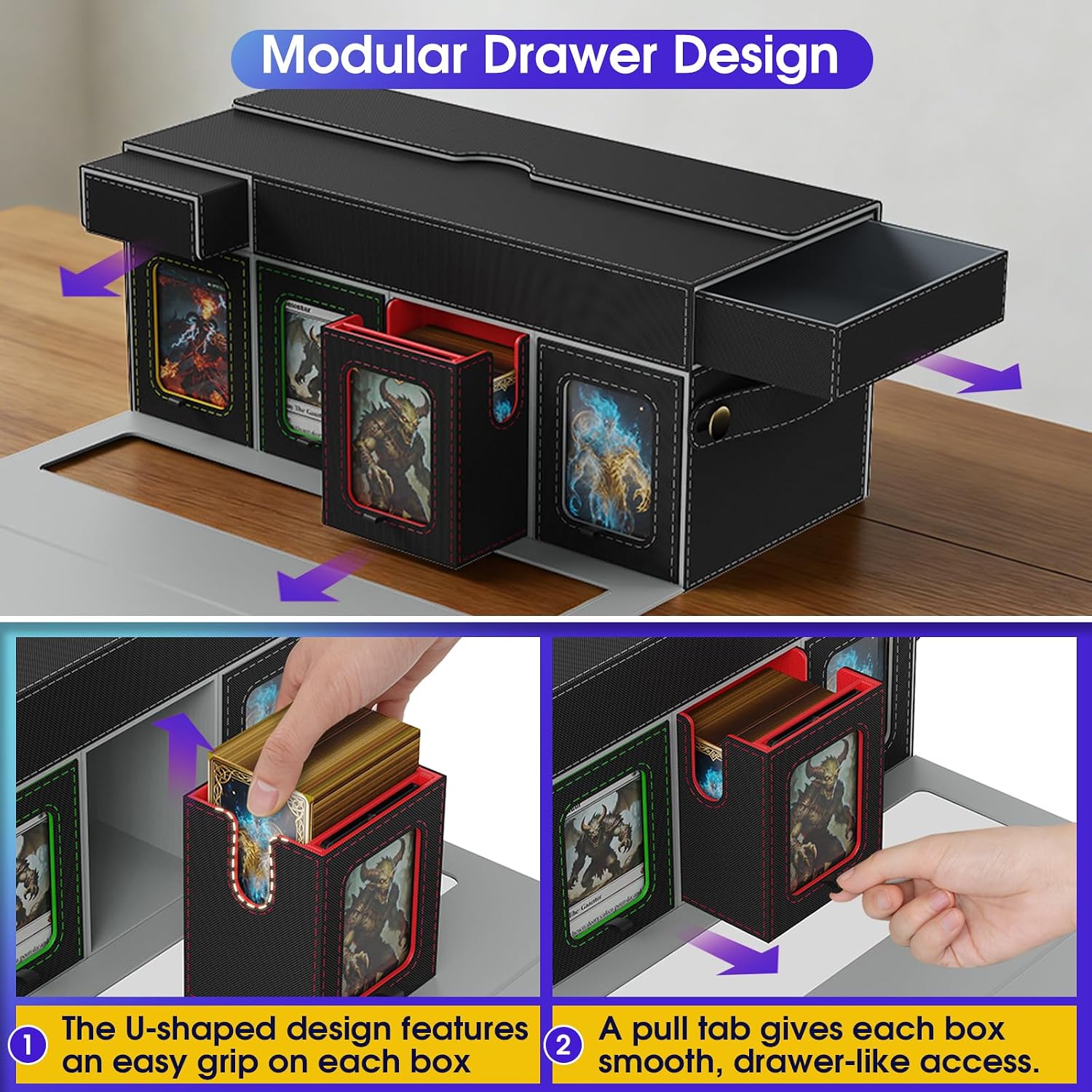 Thumbnail 4 de Cortile MTG Deck Box with Playmat Storage Box — 10-in-1 Modular Organizer for Commander & More