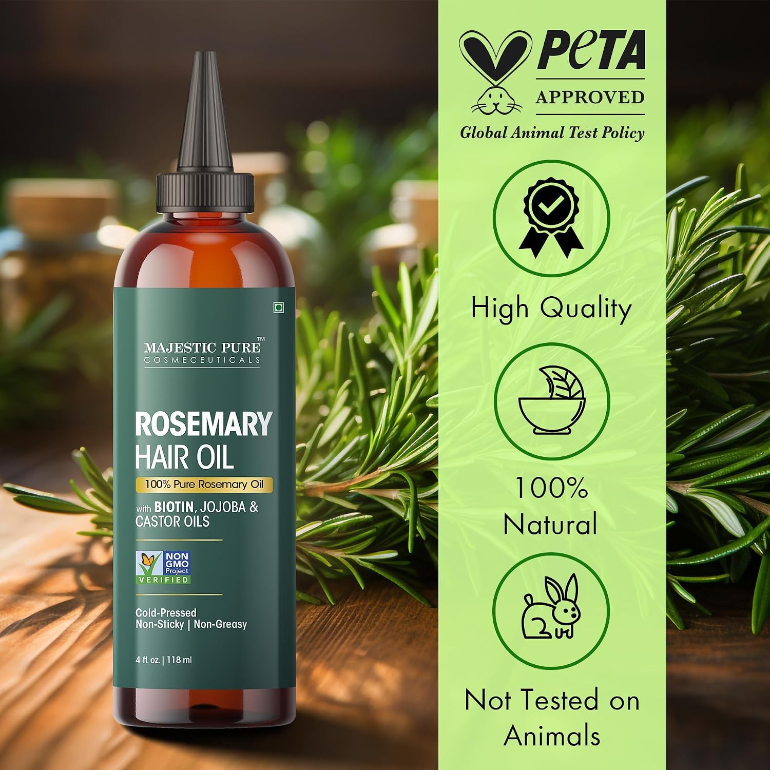 Thumbnail 3 de Majestic Pure 100% Pure Rosemary Oil (4 fl oz) with Applicator for Hair Growth & Scalp Care