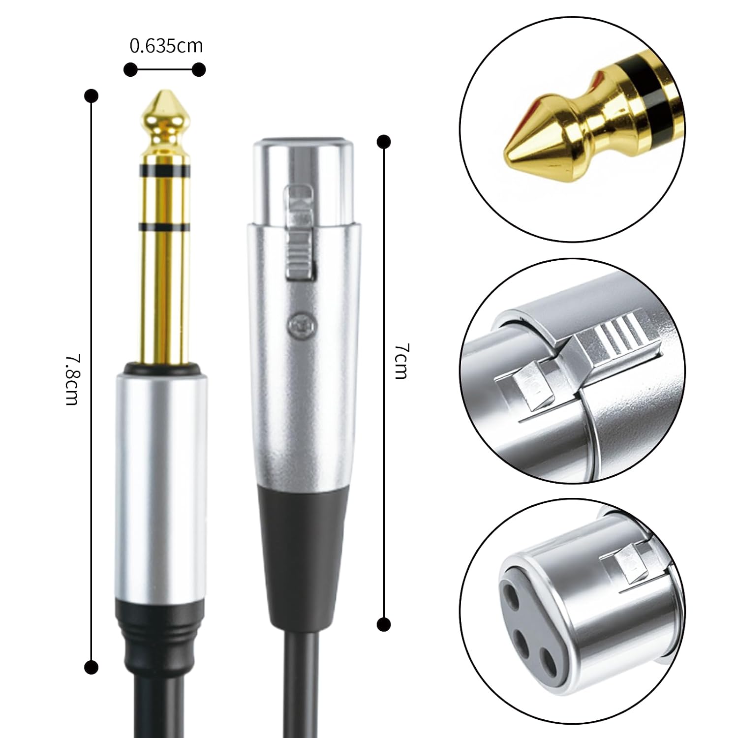 Detalle de belipro Trs-xlr-10ft Balanced Audio Cable, 1/4-Inch TRS to 3-Pin XLR, 10 ft
