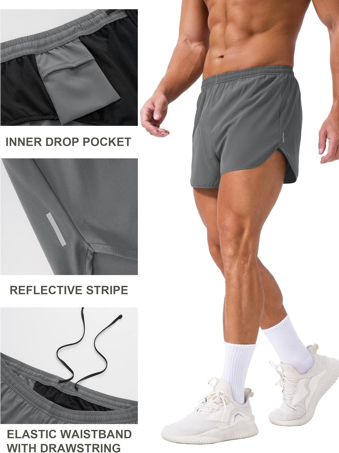 Thumbnail 2 de MAGCOMSEN 3-Inch Quick-Dry Running Shorts for Men with Built-In Liner