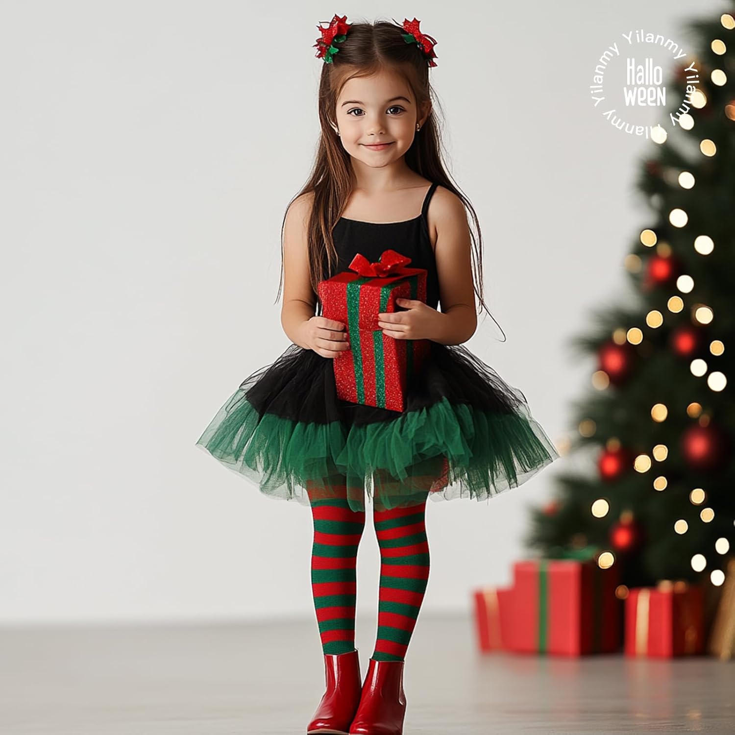 Thumbnail 6 de Yilanmy 2 Pairs Children’s Striped Tights (Full-Footed) for Girls