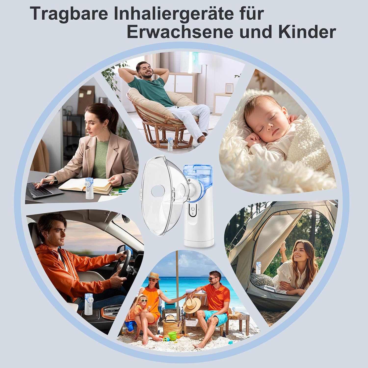 Detalle de Inhalator tragbarer Vernebler mit USB-C – leiser, effizient und kinderfreundlich