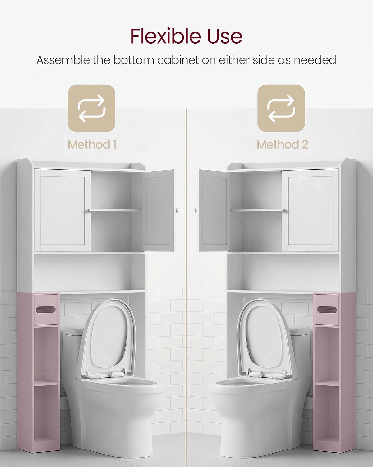 Detalle 1 de VASAGLE over-the-toilet storage shelf, 7.9 x 31.1 x 66.9 inches