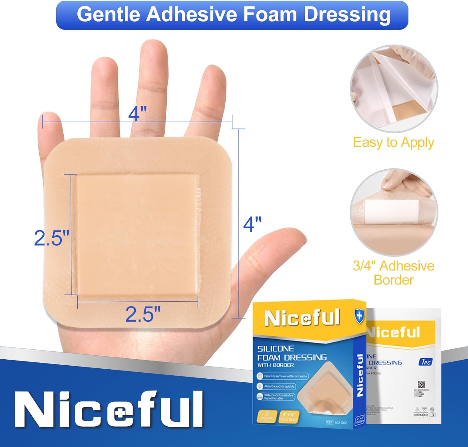 Thumbnail 2 de Niceful 4" Silicone Foam Dressing ⚙