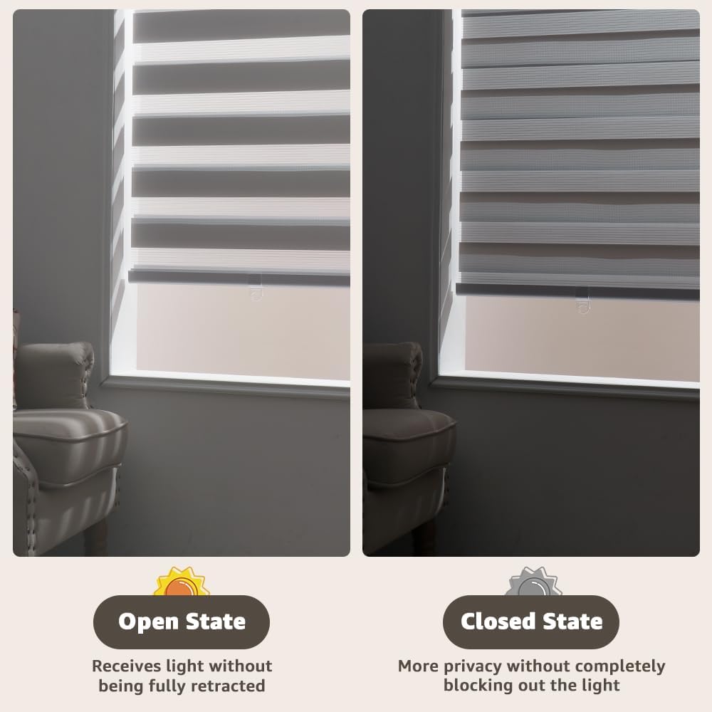Detalle de SEEYE Cordless Zebra Blinds 36 x 90 in