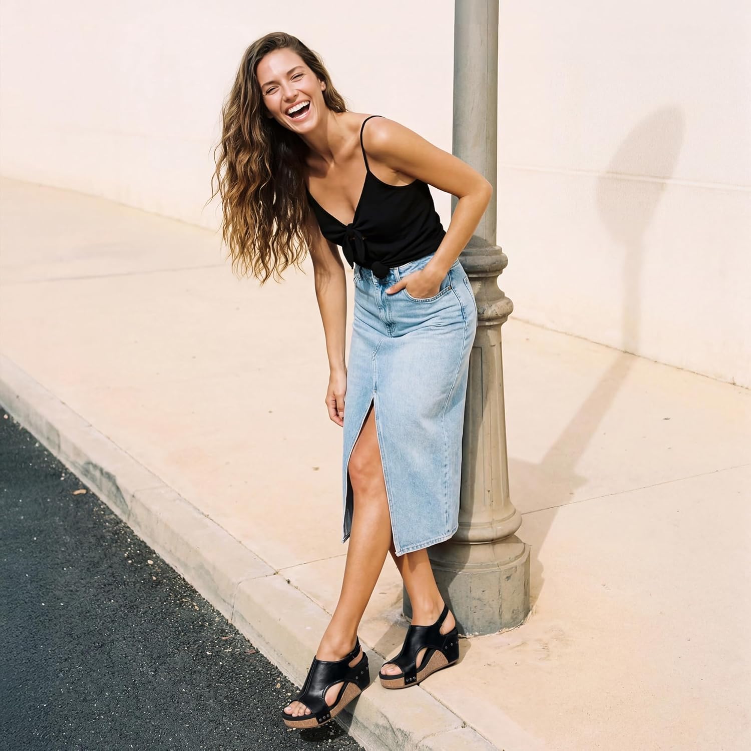 Thumbnail 1 de DREAM PAIRS Women's Platform Wedge Sandals — Comfortable Peep-Toe Cork Sandals for All-Day Wear