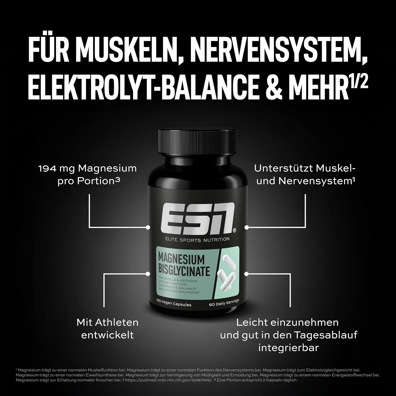 Thumbnail 4 de ESN Magnesium Caps 120 Kapseln – 194 mg Tagesportion 💊