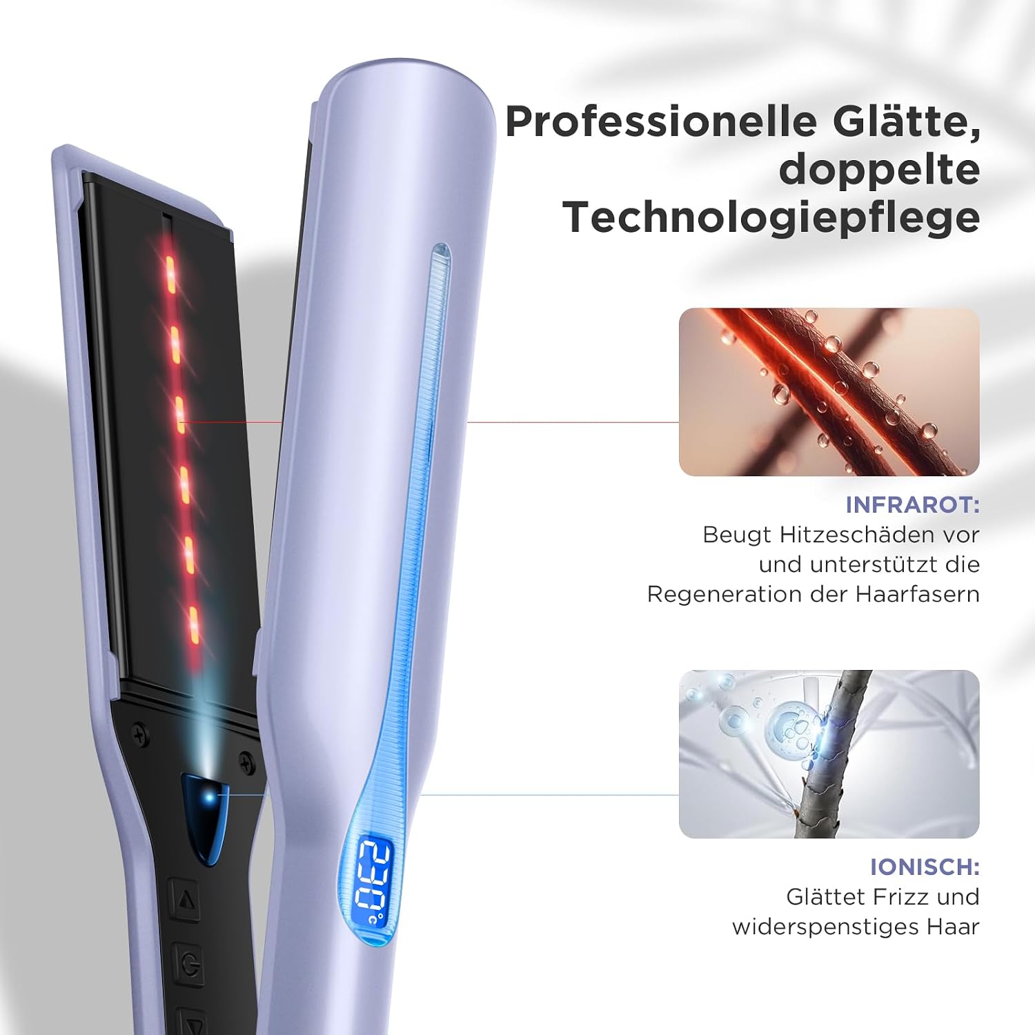 Detalle de PARWIN PRO BEAUTY Infrarot-Ionen Haarglätter – 45 mm Breite, 14 Stufen, schützende Infrared- und Ionen-Technologie