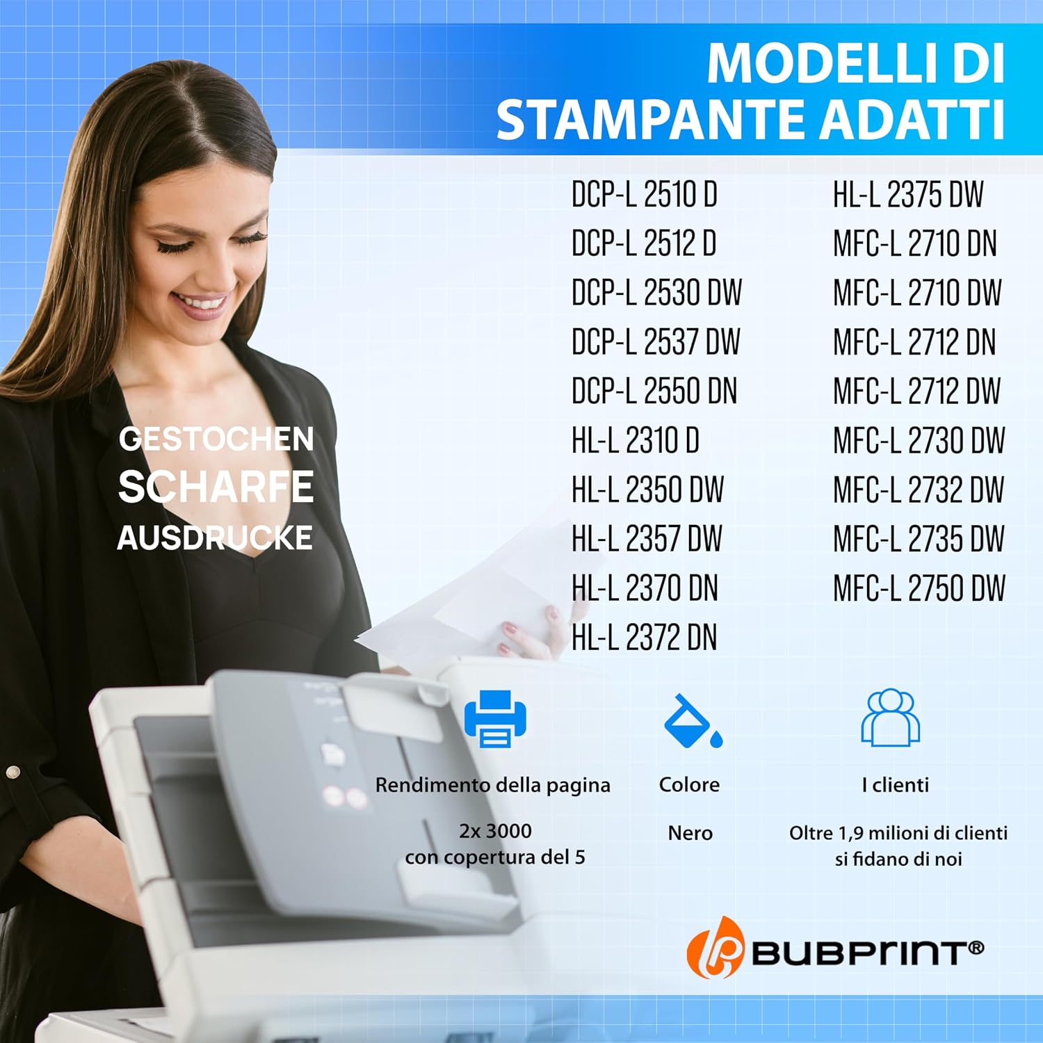 Detalle 2 de Bubprint TN2420 TN-2410 Toner Compatibile Nero – 2-Pack per Brother (Compatibilità ampia, risparmio)