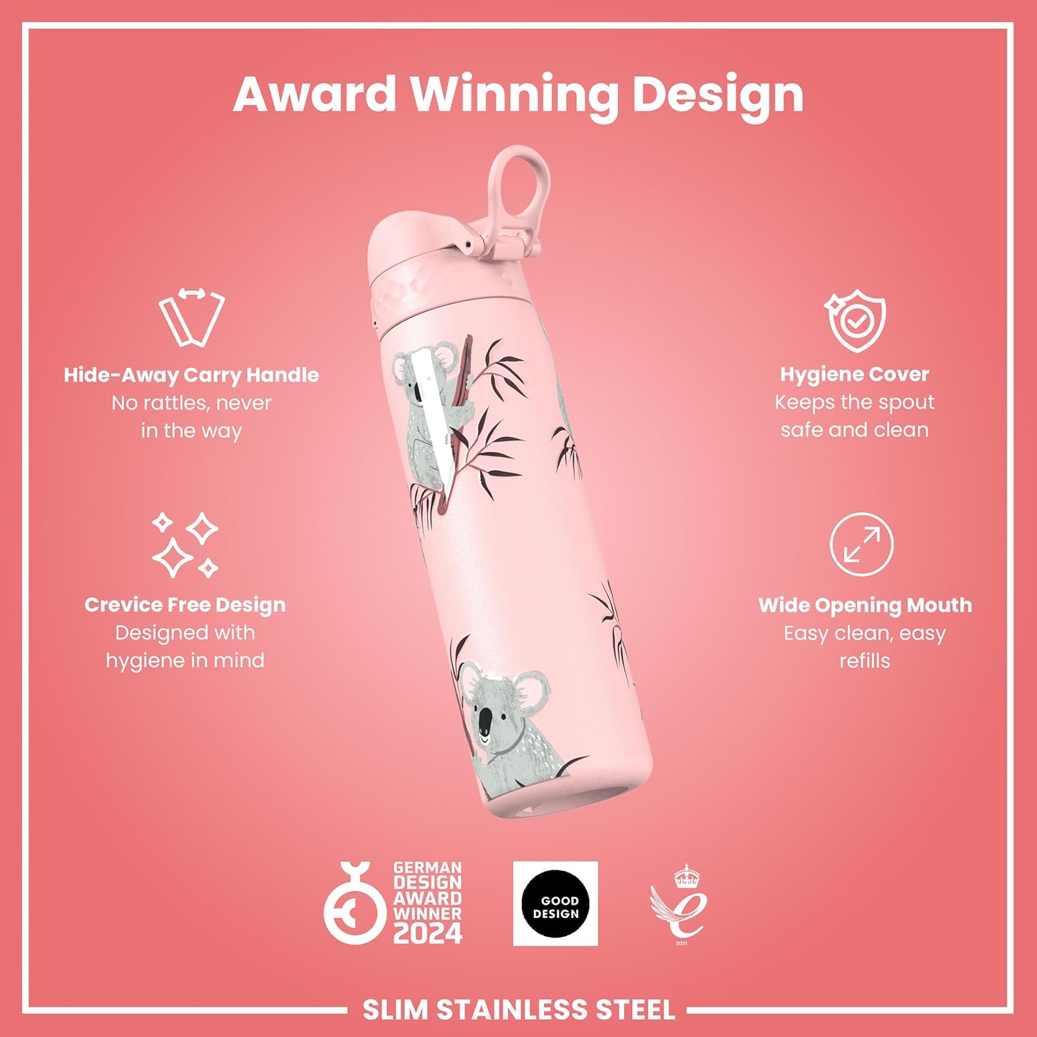 Thumbnail 5 de Ion8 Water Bottle 500 ml / 18 oz – Leak‑Proof Stainless Steel, Easy Open Flip Lid, Dishwasher Safe