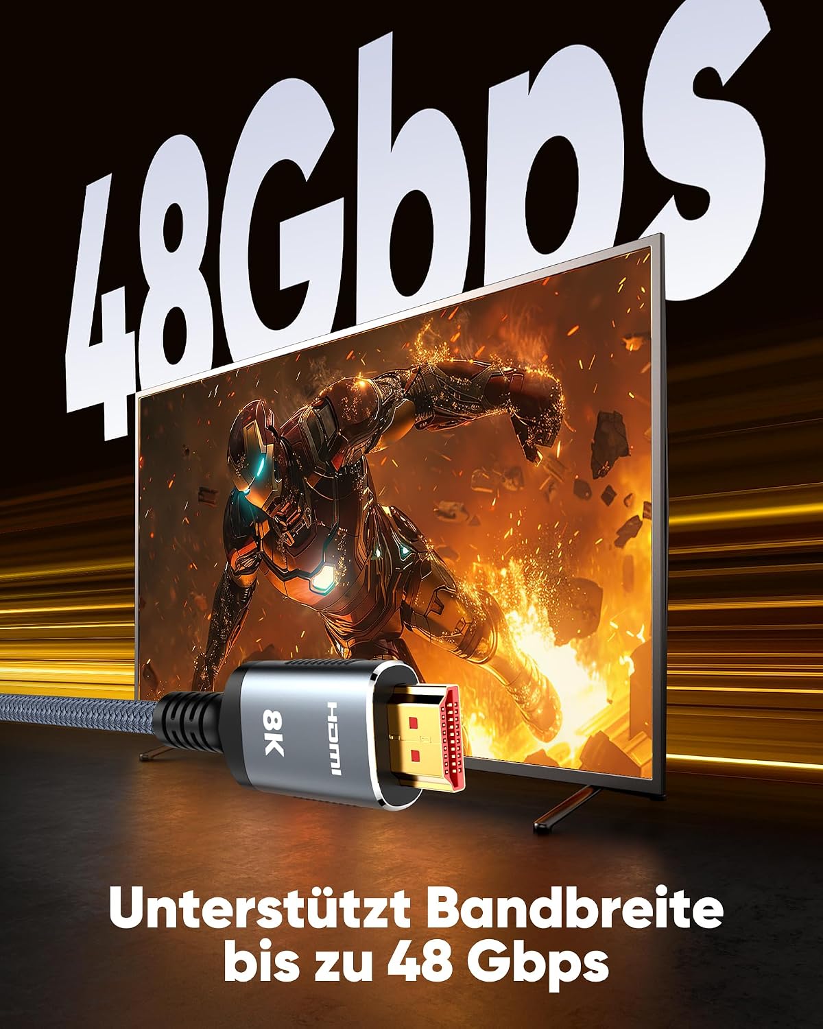 Detalle de SNOWKIDS HDMI 2.1 Kabel 8K 2 Meter (2 Stück) – 48 Gbps, 8K@60Hz, 4K@120Hz für PS5 & Konsole
