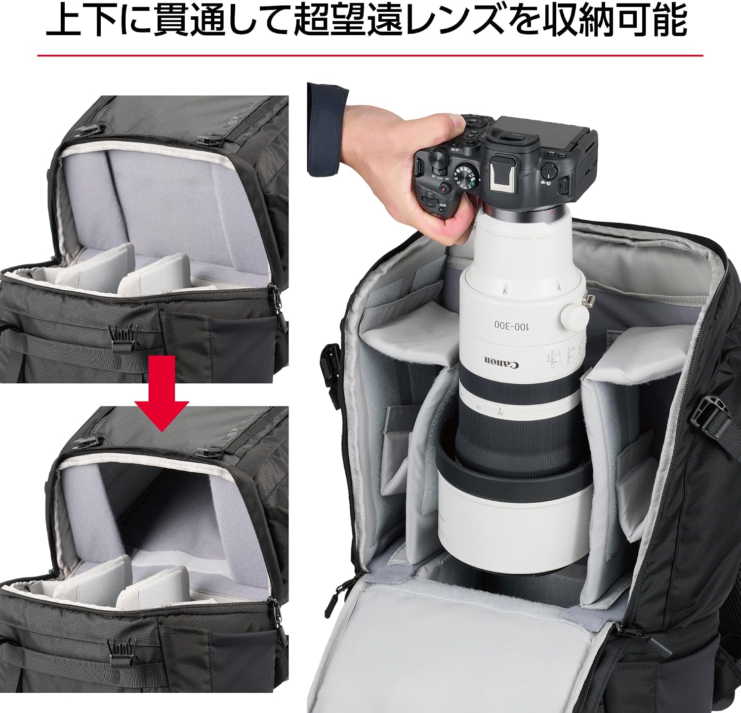 Detalle 2 de HAKUBA +SHELL トレック04AZ カメラリュック 18L・上下2気室・超望遠レンズ対応