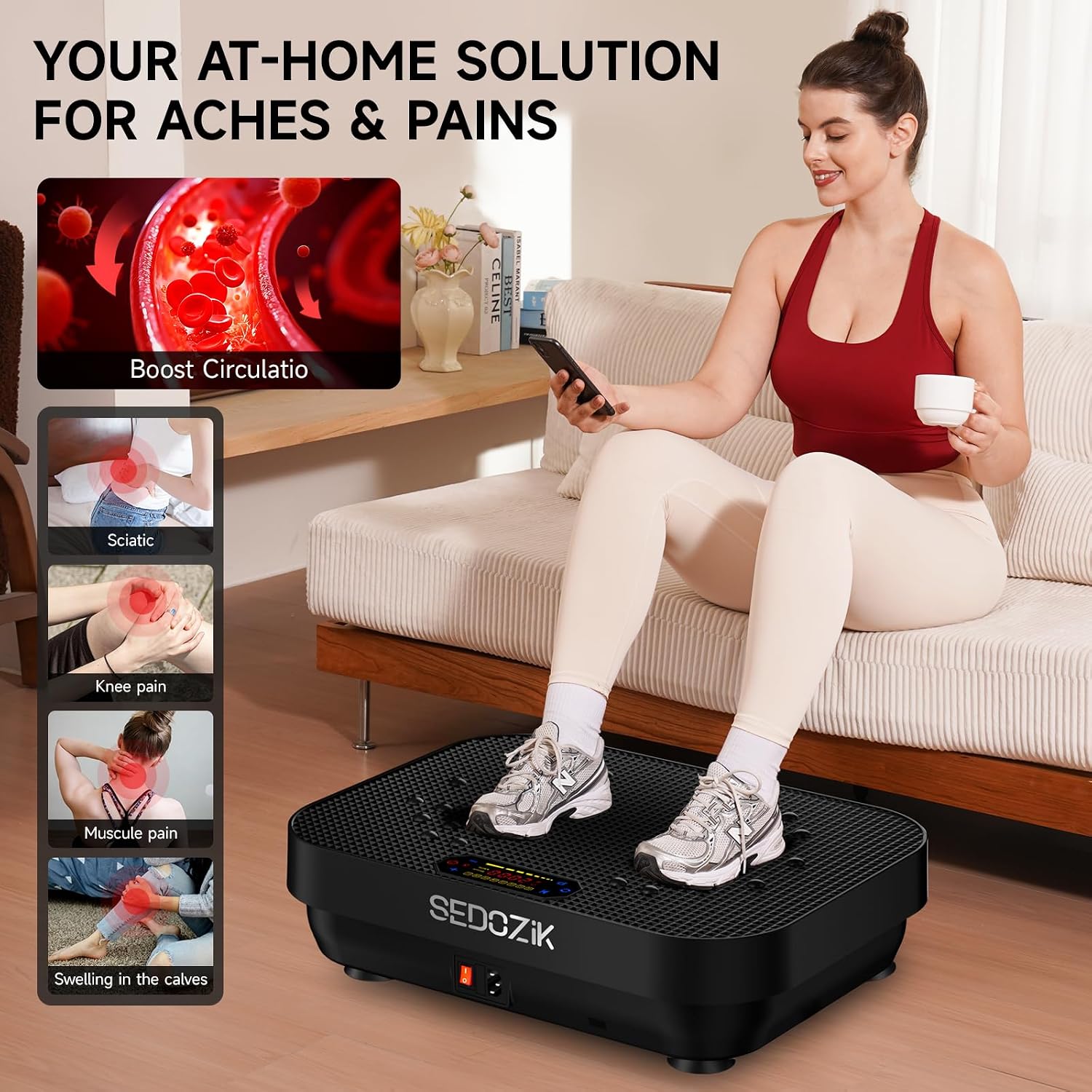 Detalle de SEDOZIK Vibration Plate Exercise Machine (450 lb Capacity) with Bluetooth, 120 Speeds & Resistance Bands