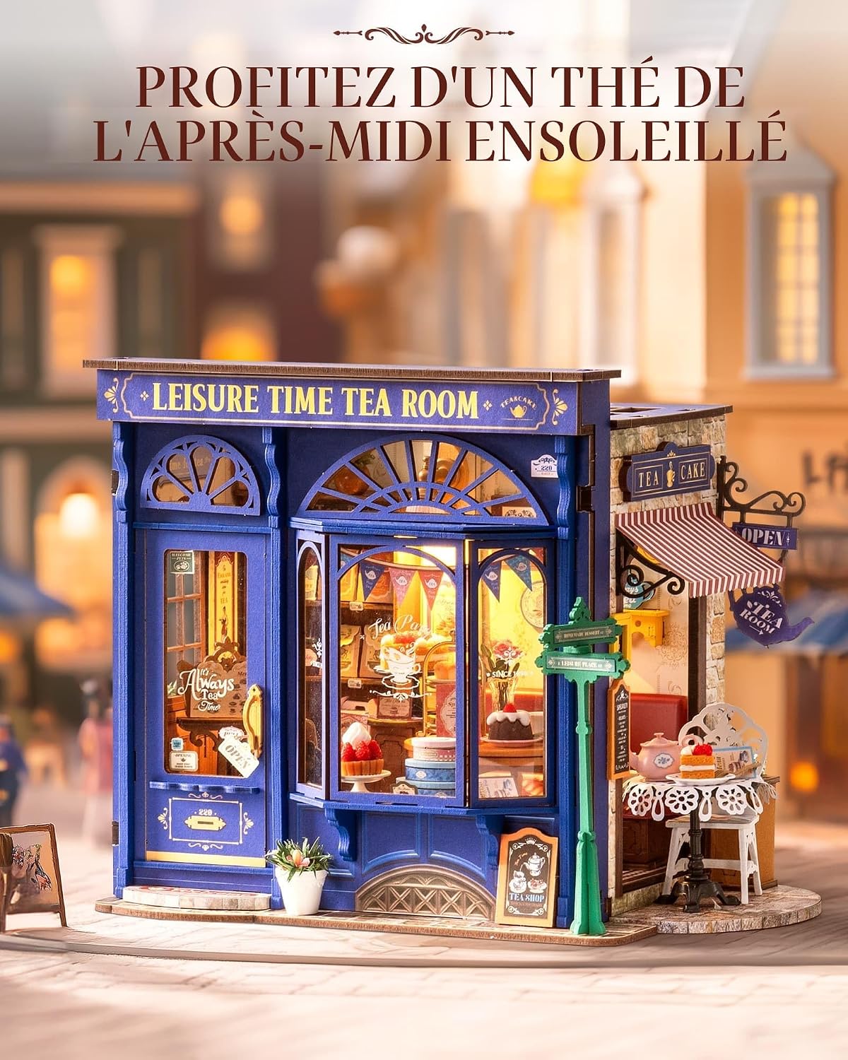 Detalle de Rolife Maison de poupée DIY – Salle de thé Kit lumineux