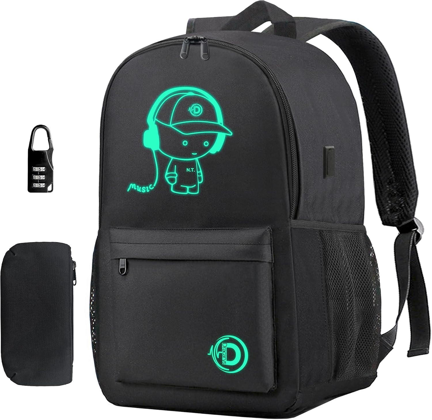 Thumbnail 6 de Dracarys Galaxy Luminous Backpack: Unisex School Bag with USB Charging, 15.6" Laptop Space and Included Stationery Bag