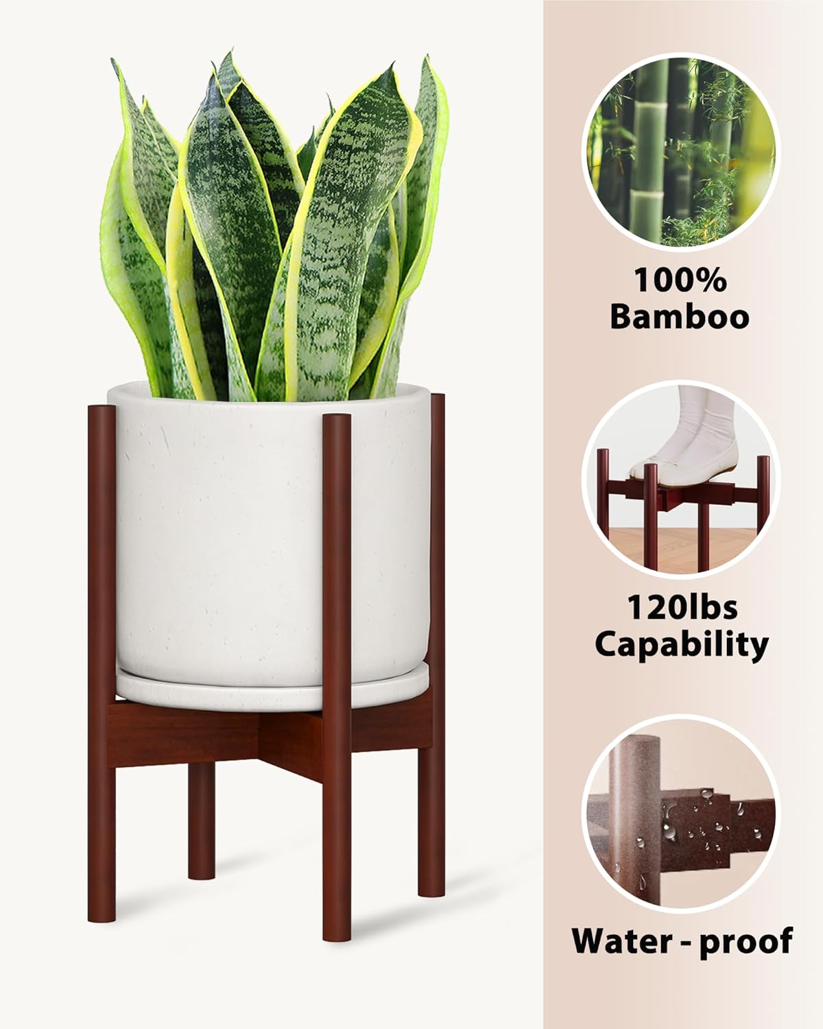 Detalle 2 de GENTINGBRO Adjustable Bamboo Plant Stand 8"