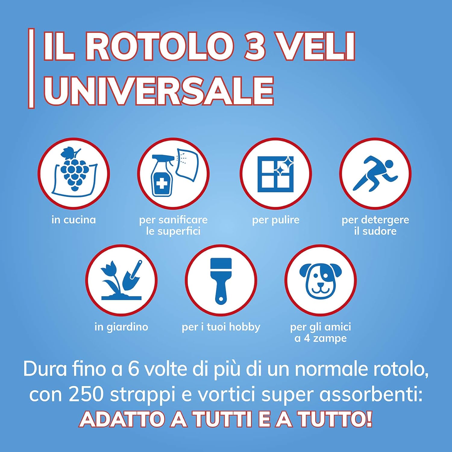 Thumbnail 2 de Foxy Tornado Asciugatutto universale 8 pezzi, 3 veli, 250 strappi per rotolo – FSC e riciclabile