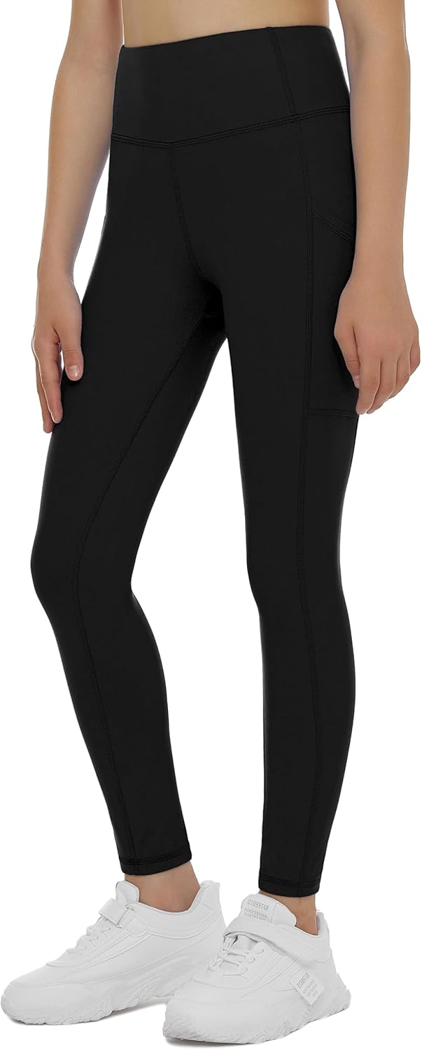 Detalle de THE GYM PEOPLE Girls’ High-Waisted Training Leggings with Stretch Fabric and Pockets