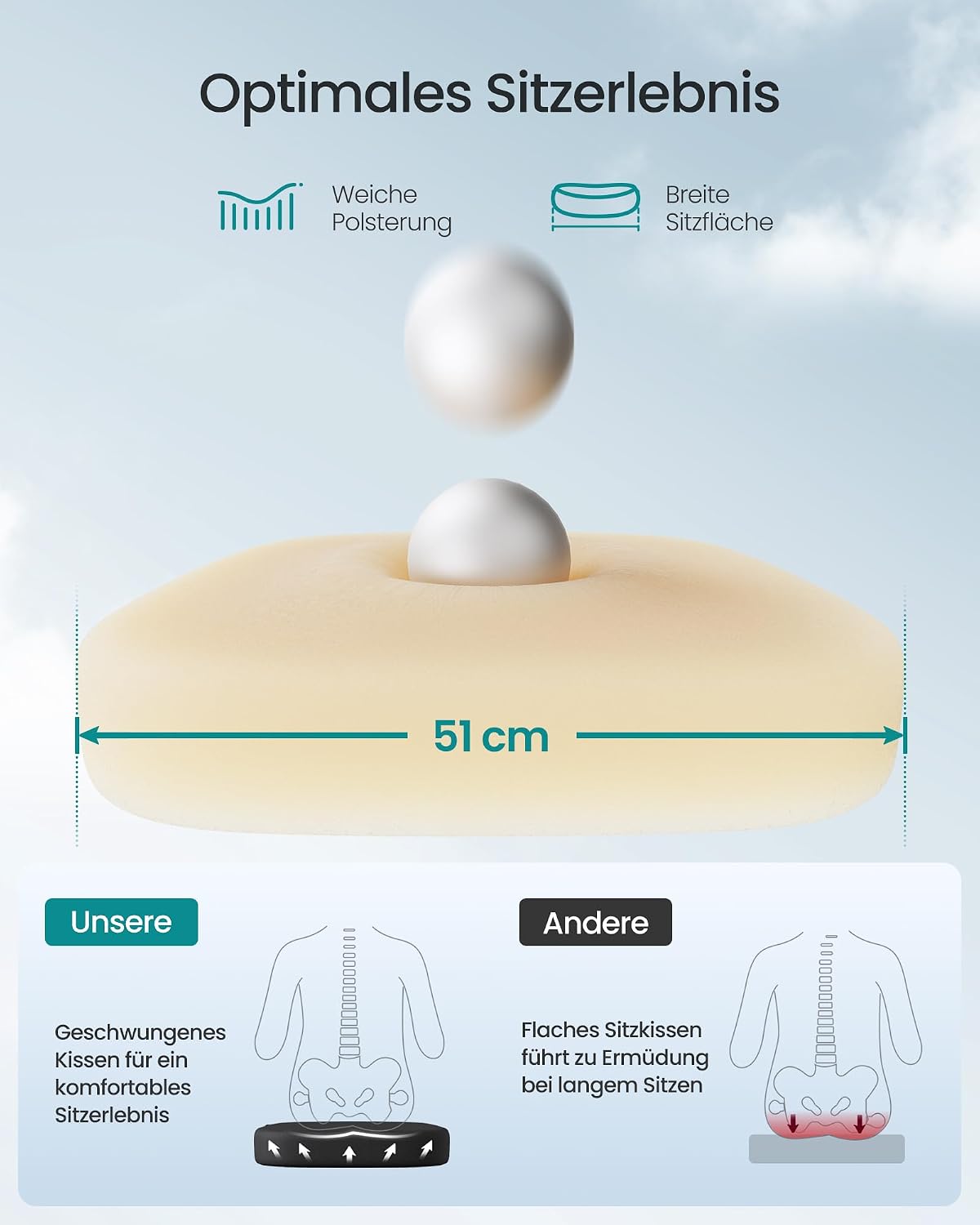 Detalle de SONGMICS Bürostuhl ergonomisch OBN043BH02 mit Netzgewebe, Lendenstütze und Wippfunktion