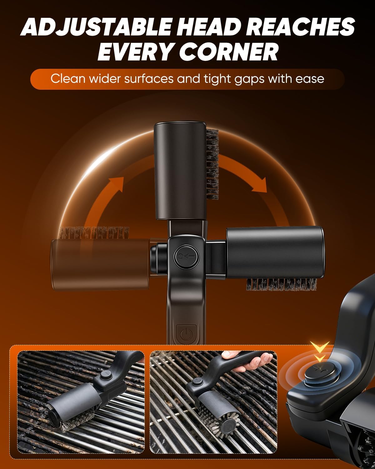 Detalle de Saker Electric Grill Brush – Cordless 25W BBQ Cleaner with Adjustable Head