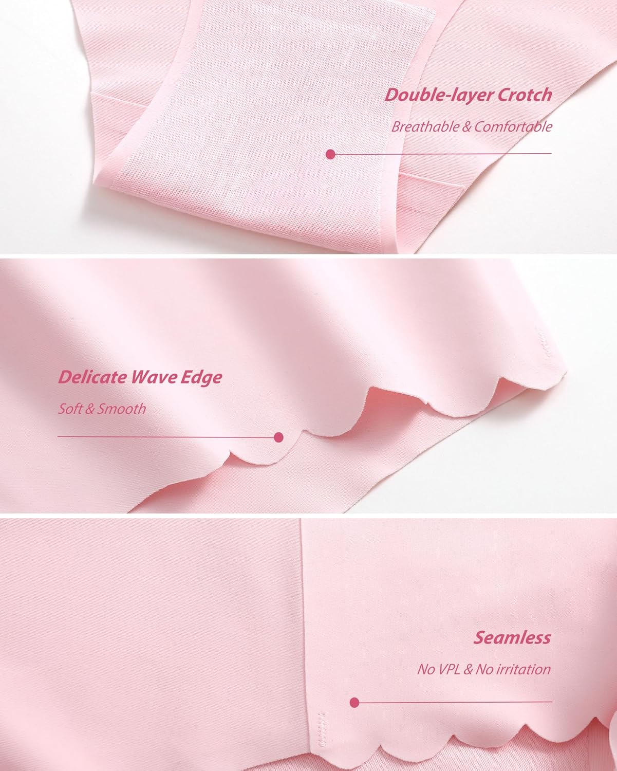 Detalle de Sth Big High Waisted Seamless Underwear for Women – 6 Pack No Show Cheeky with Scalloped Edge