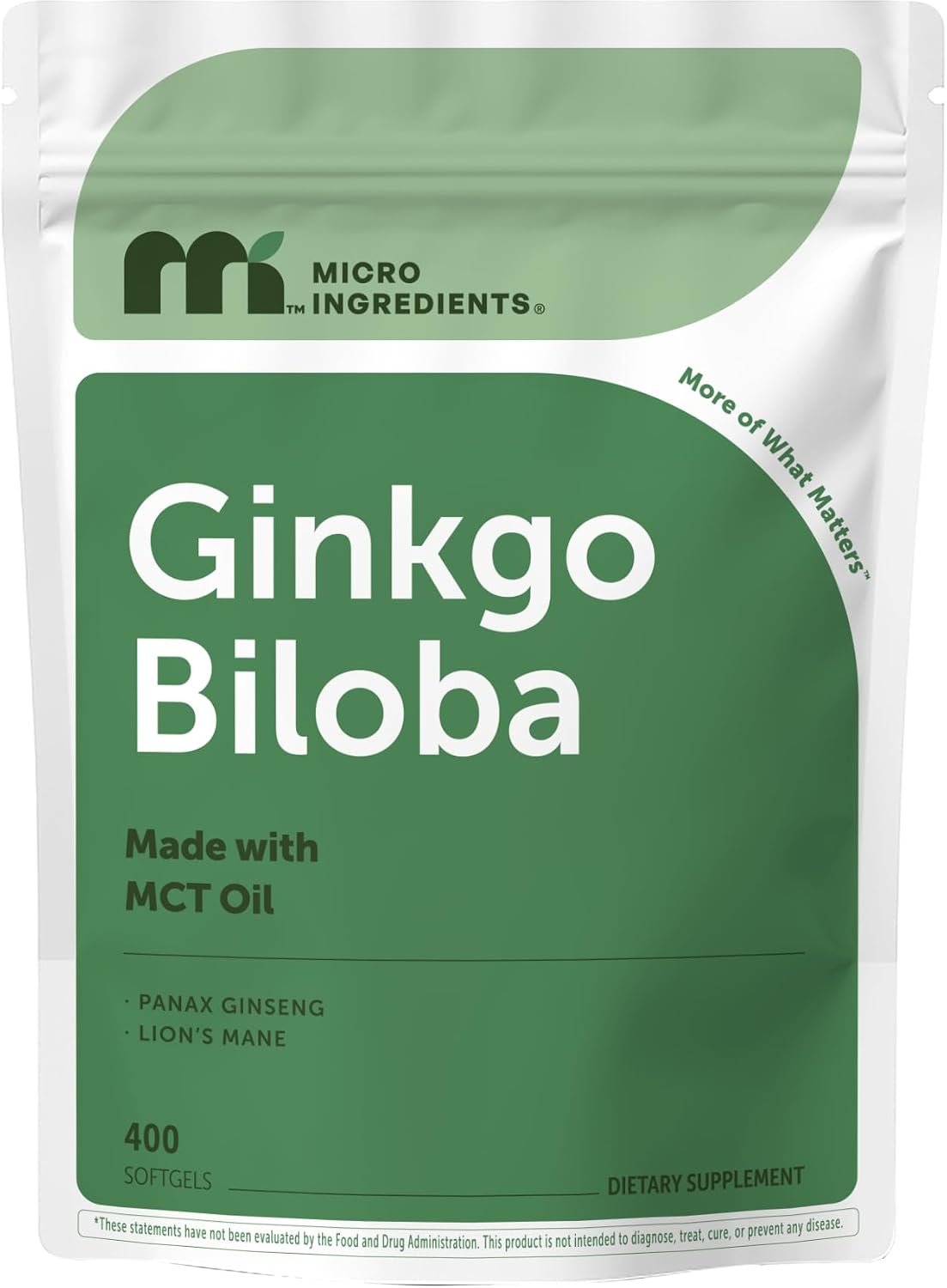 Detalle de Micro Ingredients Ginkgo Biloba Supplement, 400 Softgels