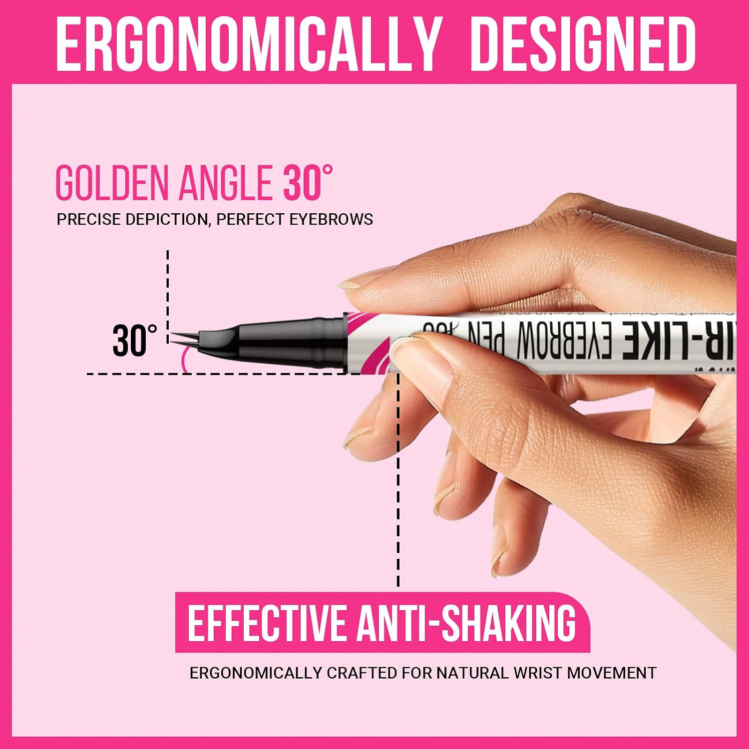 Detalle de iMethod Curved Eyebrow Pen (Dark Brown) — Dual-Ended microblading-style brow pencil for natural hair-like strokes