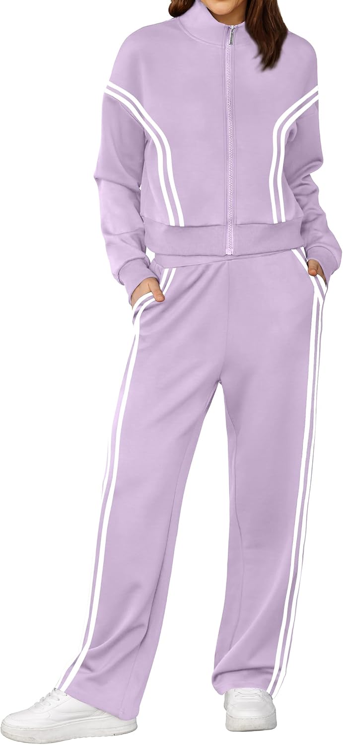 Detalle 2 de XIEERDUO Women's Lounge Set with Full-Zip Sweatshirt and Wide-Leg Pants