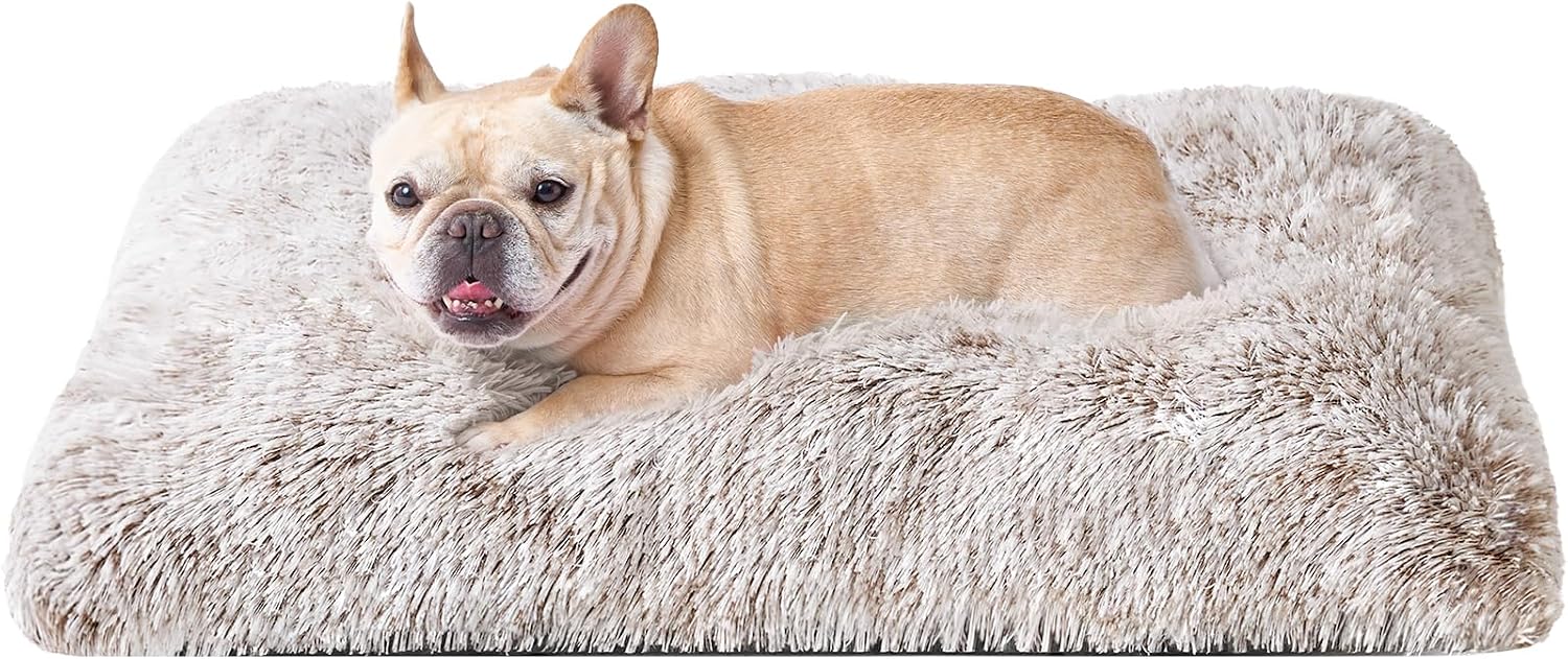 Detalle de EHEYCIGA Fluffy Dog Crate Bed Medium | Calming, Washable Mat with Non-Slip Base (75x50x7.5cm)