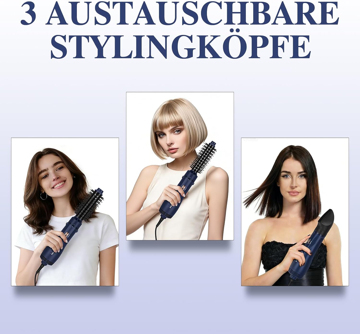 Detalle de PARWIN PRO BEAUTY 4 in 1 Warmluftbürste – 1100 W, Keramik & Ionenpflege, 3 Aufsätze, 3 Temperaturen