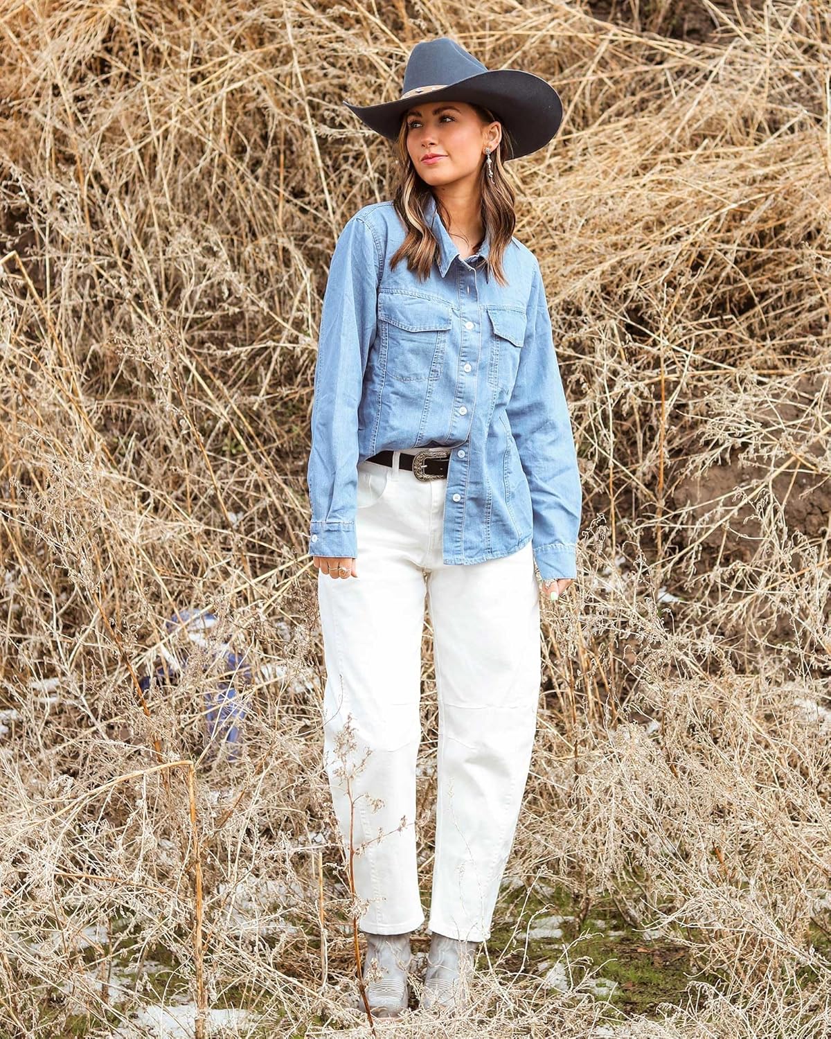 Thumbnail 4 de GRAPENT Barrel Jeans for Women: High-Waisted, Wide-Leg Denim with Stretch