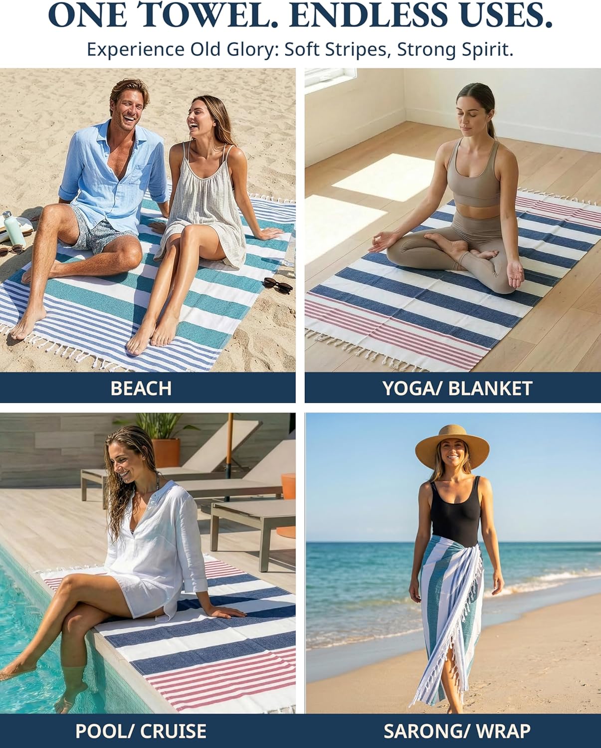 Thumbnail 5 de Lane Linen Old Glory Teal Beach Towels for Women (2-Pack) — Oversized 39"x71" Sand-Free, Quick Dry Beach Towels