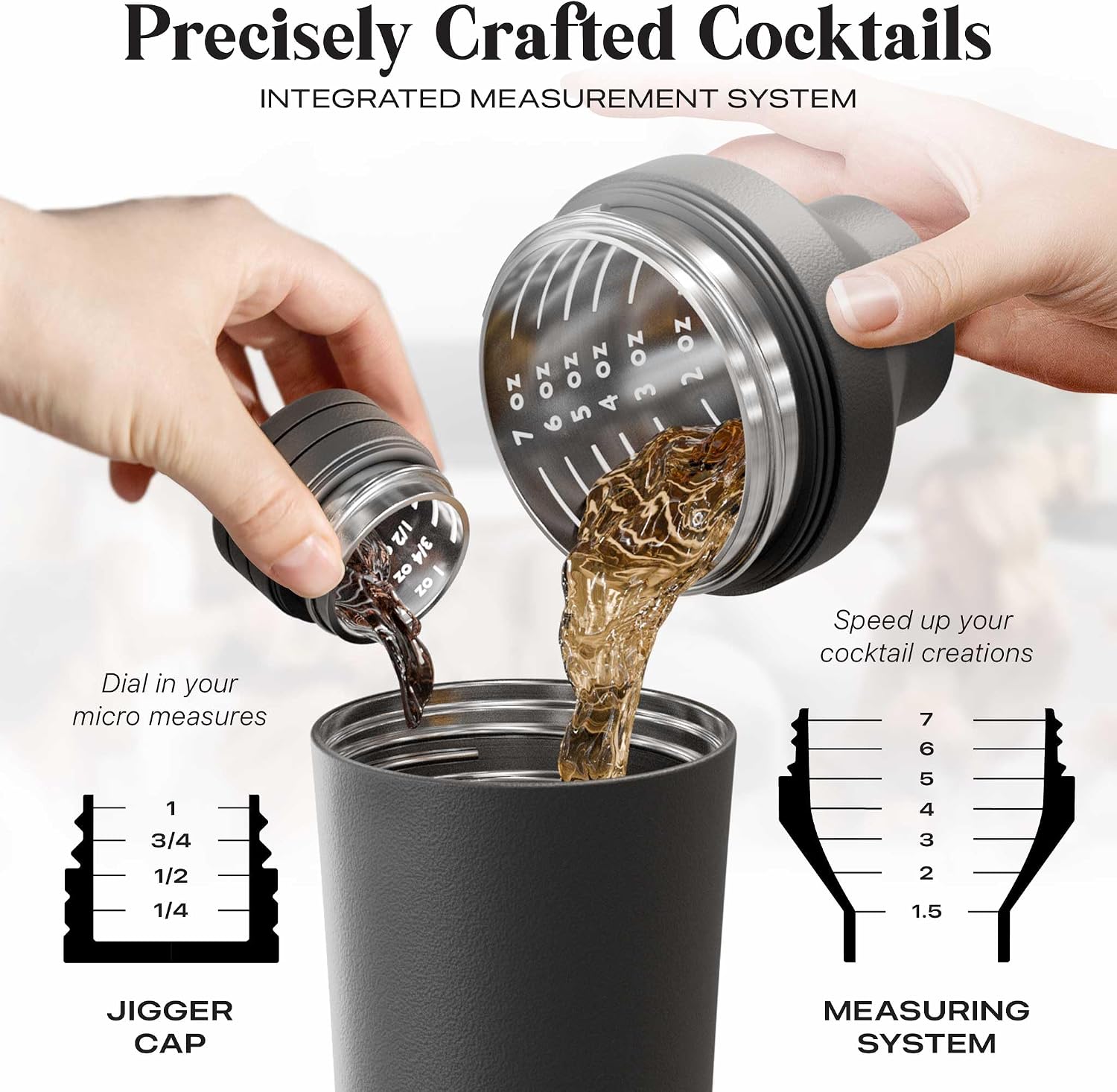 Thumbnail 4 de BARE BARREL Insulated Cocktail Shaker Set (Matt Black) — Double Wall Stainless Steel with Built-in Measure, Travel Bag & Recipe Cards