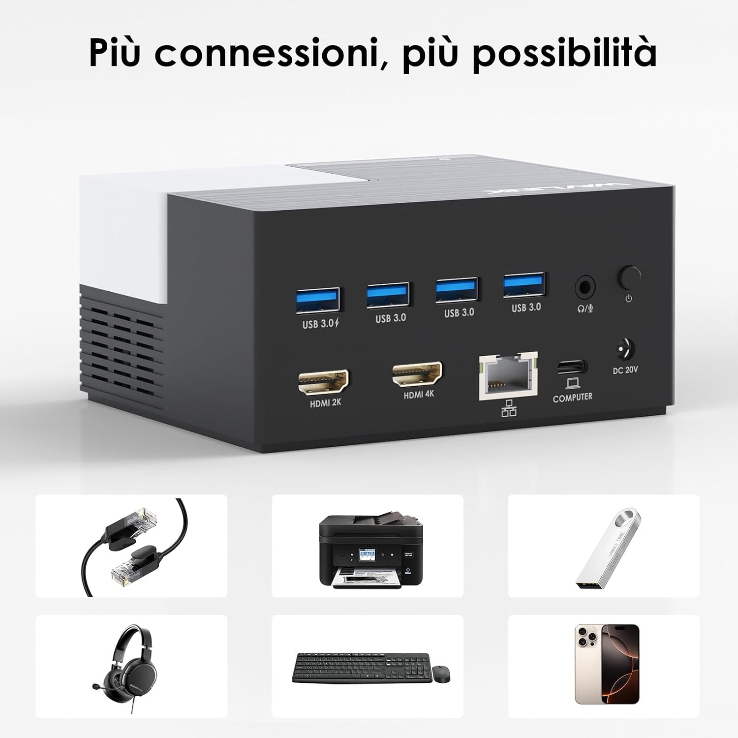 Thumbnail 6 de WAVLINK Docking station USB-C a due monitor con doppio HDMI, Gigabit Ethernet e 130 W PD