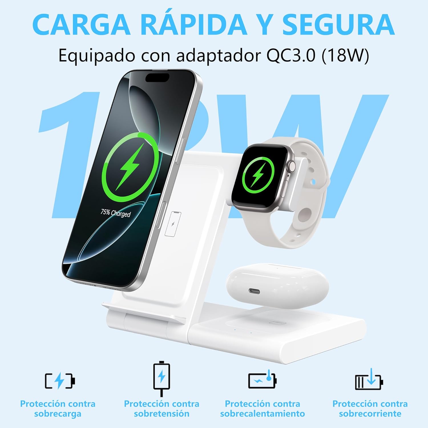 Detalle 2 de Cargador Inalámbrico 3 en 1 15W
