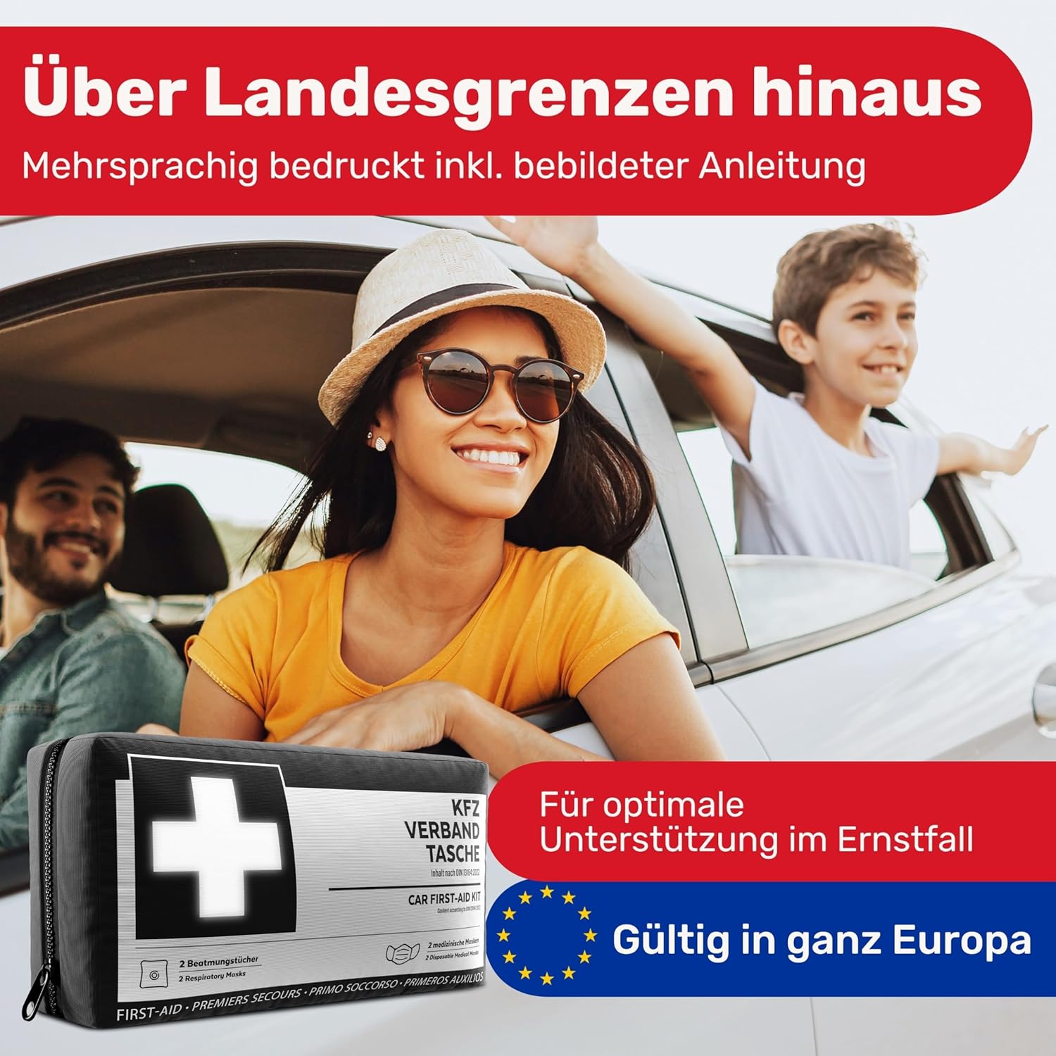 Thumbnail 6 de KFZ Verbandstasche nach DIN 13164:2022 (StVO konform) inkl. Beatmungstüchern – europaweit nutzbar