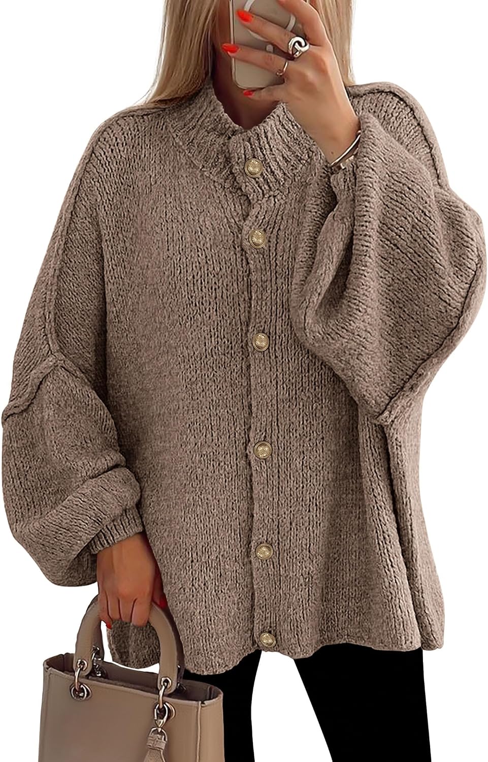 Detalle de PRETTYGARDEN Women's Chunky Knit Cardigan S