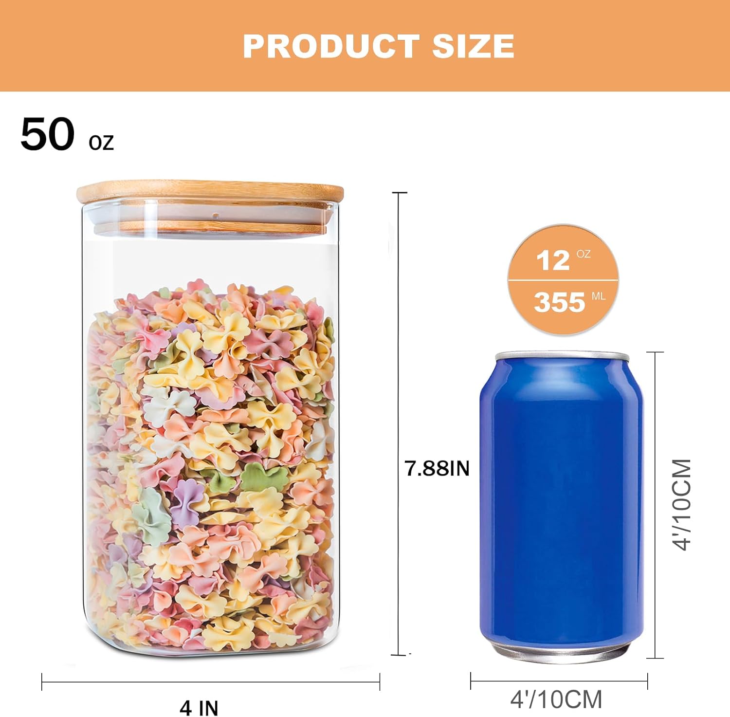 Thumbnail 2 de Glass Storage Jars 50 oz 6-Pack airtight canisters 🍶
