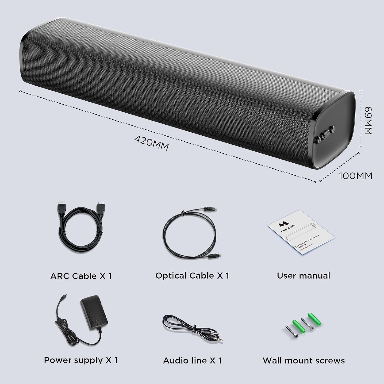 Thumbnail 5 de MZEIBO KY-Mini 50W Mini Soundbar with Bluetooth, ARC, Optical and AUX