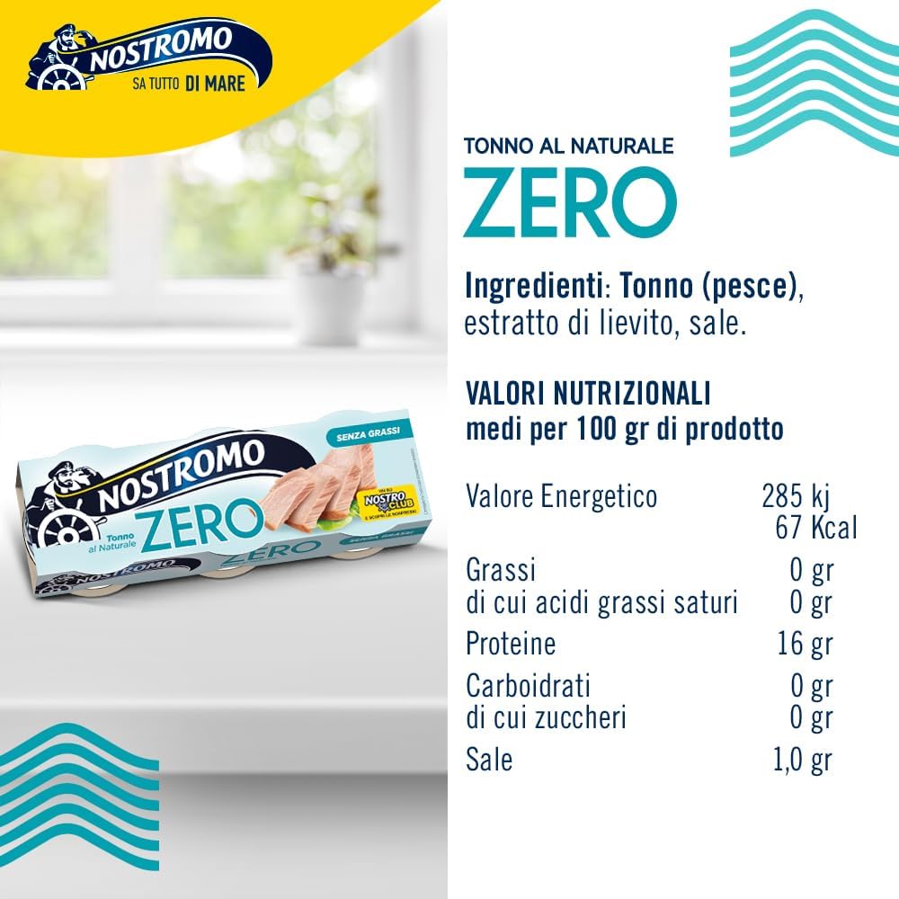 Detalle de Nostromo Tonno al naturale, 3x65 g: tonno sgocciolato e zero grassi, pronto da gustare