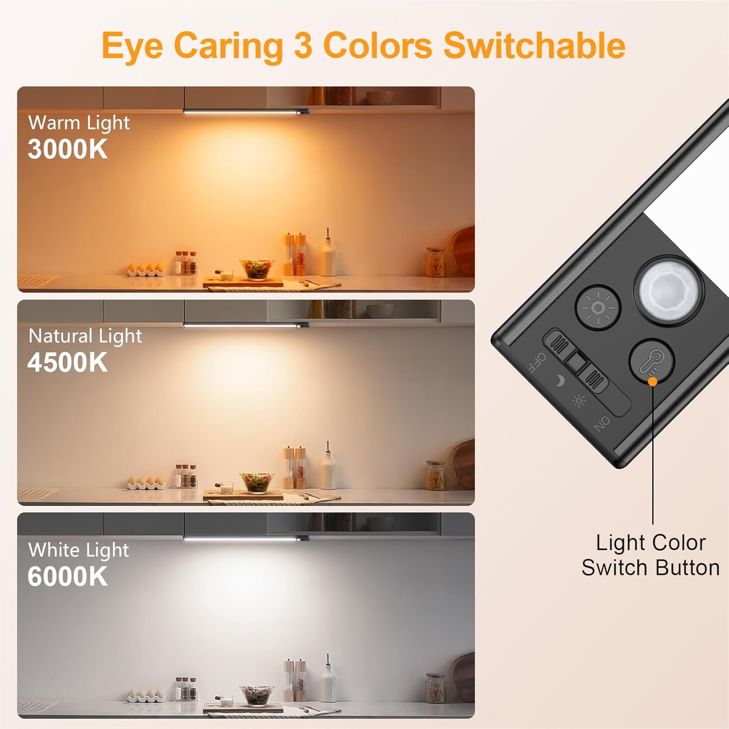Thumbnail 3 de Gritin Under Cabinet Kitchen Lights Rechargeable 2 Pack: 3 CCT, 5 Brightness Levels, Motion Sensor, USB-C