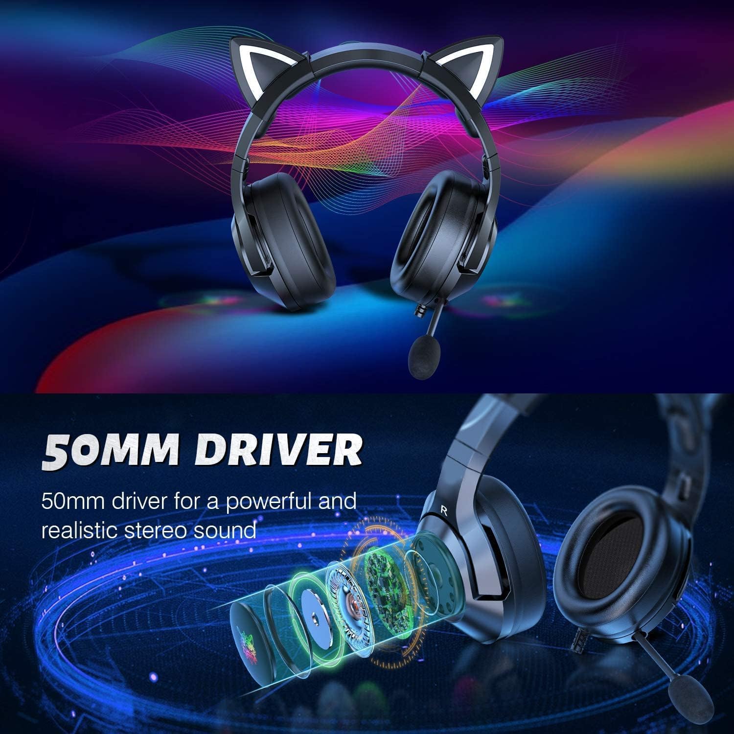 Detalle de PHNIXGAM Gaming Headset 3.5mm with RGB