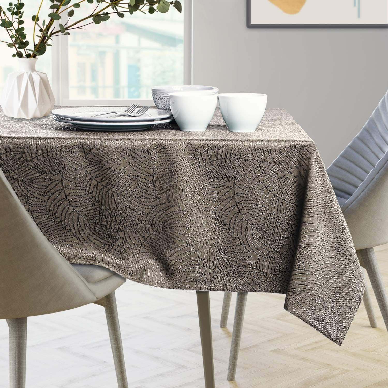 Thumbnail 1 de AmeliaHome Nappe Effet Lotus déperlant Polyester Cappuccino Gaia 140x260 cm
