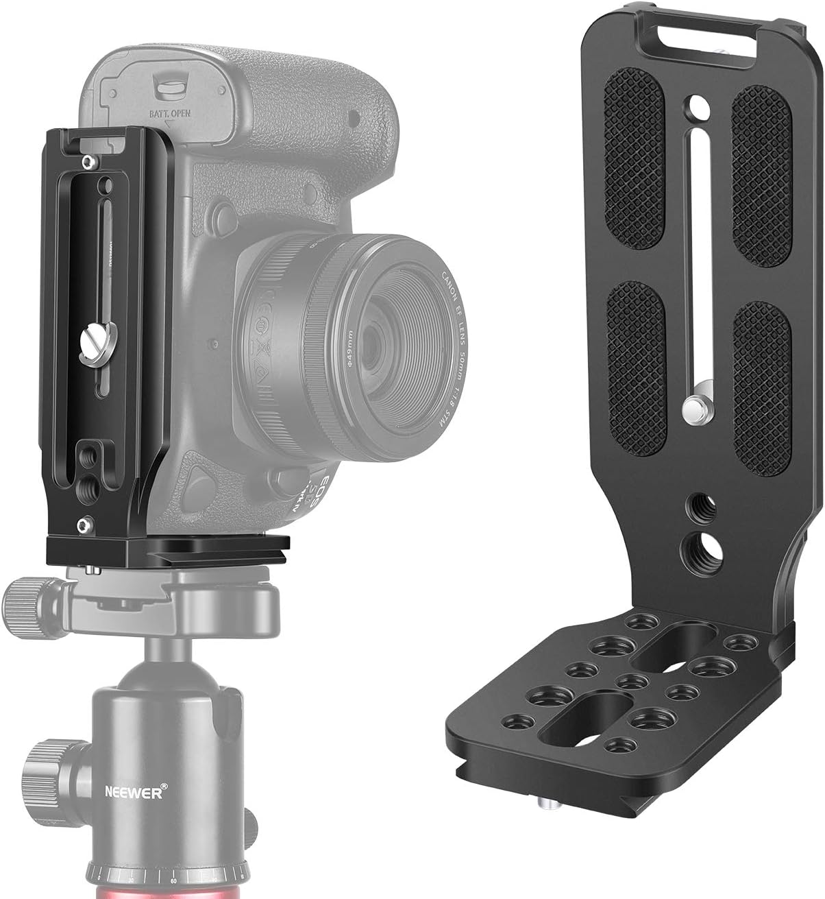 Detalle de NEEWER L-förmige QR-Platte für DSLR mit Arca-kompatiblem QR-Standard (1/4" Schraube)