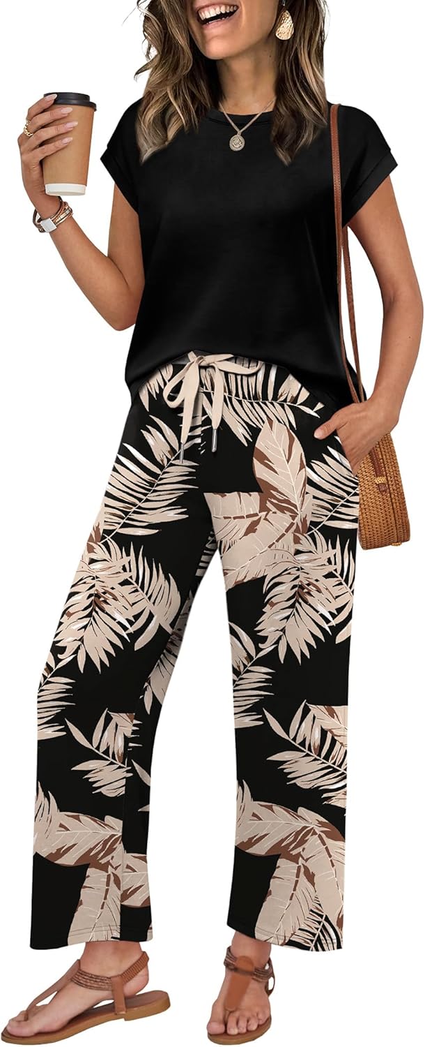 Detalle 2 de WIHOLL Two Piece Sets for Women – Flowy Spring/Summer Lounge & Travel Set