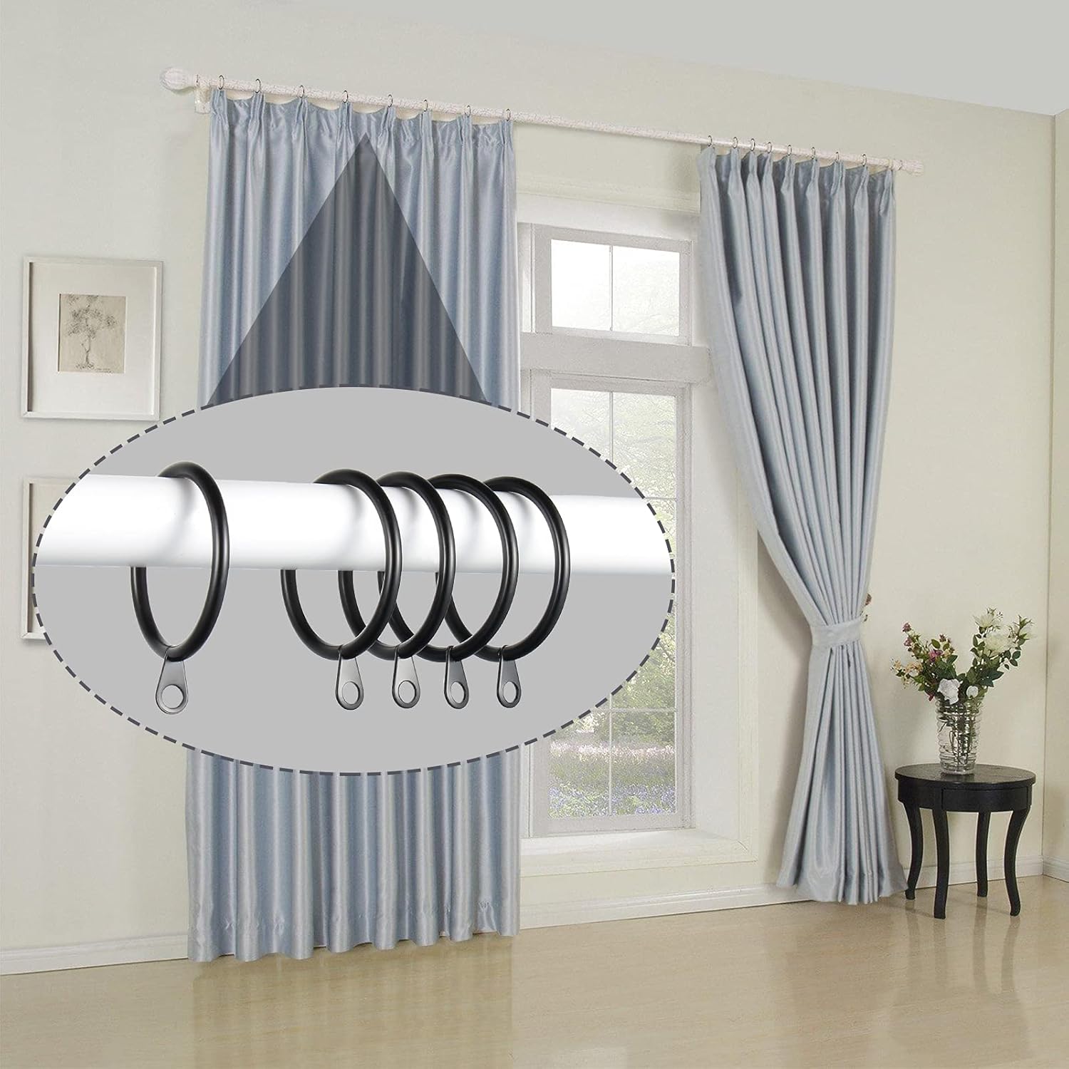 Thumbnail 4 de Kinsinder 60PCS Metal Curtain Rings 38mm